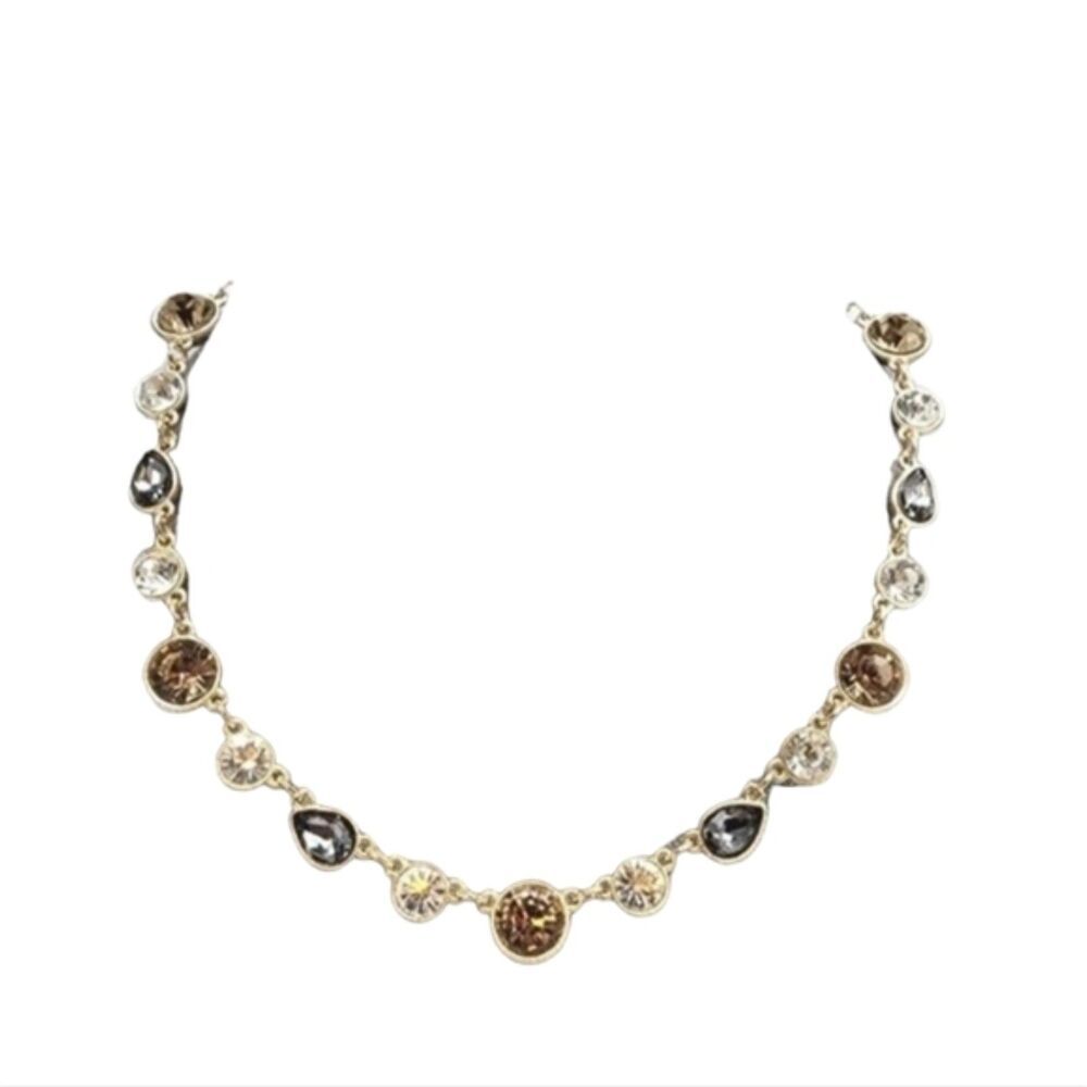 Monet‎ NWT Copper and Clear Jeweled Gold Tone Necklace 19.5"
